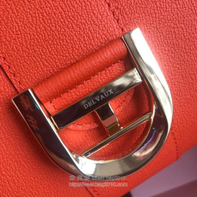 DELVAUX女包 2019春夏最新色 專櫃原廠皮 德爾沃女手提包 DV0028橙紅 大號Delvaux單肩包  fcs1135